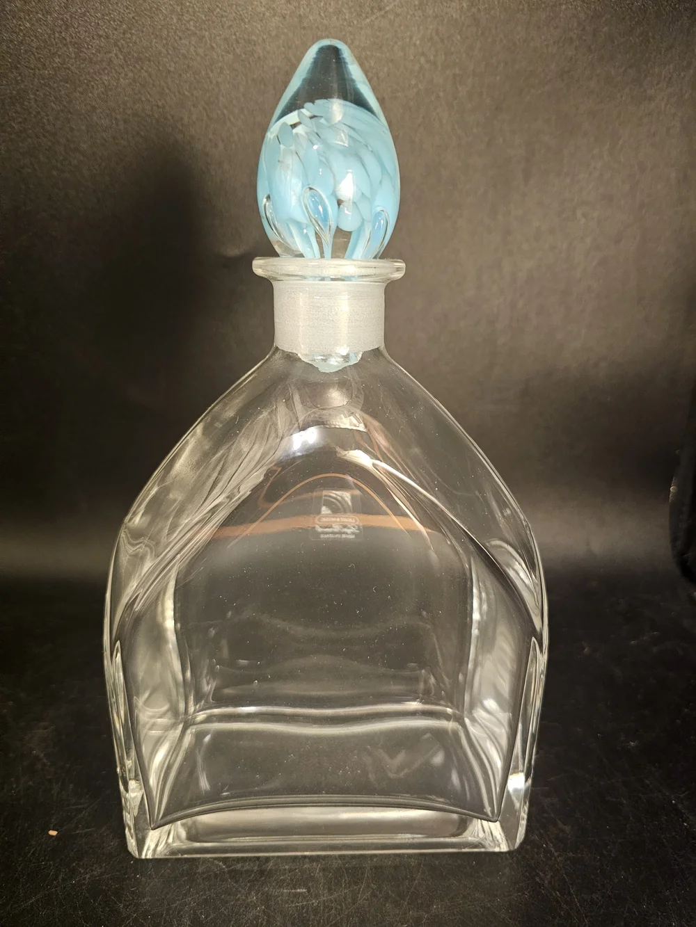 Vintage Light And Music Luigi Bormioli Decanter With Blue Confetti Stopper